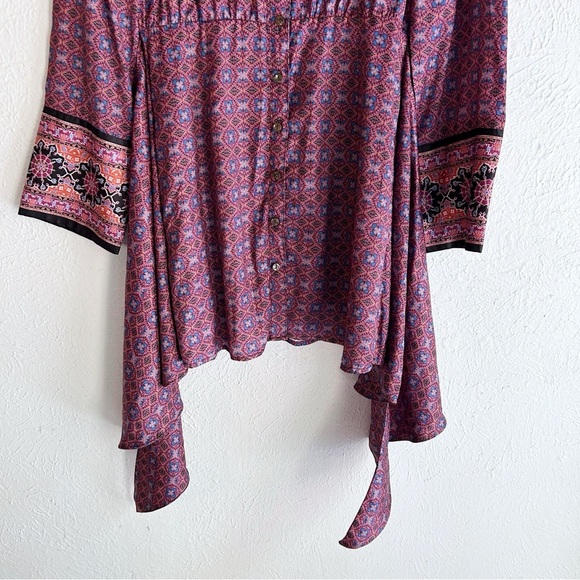 Free People Silky Rillo Shirtdress Purple Printed Sz Small - Picture 3 of 7